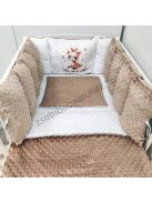Deluxe Baby Minky babaágynemű garnitúra Extra párnás rácsvédővel - Dreamland Collection - cappuccino bébi zsiráf