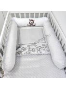 Deluxe Baby babaágynemű garnitúra hengerpárnás rácsvédővel - szürke - bébi szafari zebra