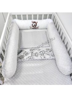   Deluxe Baby babaágynemű garnitúra hengerpárnás rácsvédővel - szürke - bébi szafari zebra