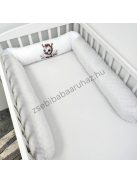 Deluxe Baby babaágynemű garnitúra hengerpárnás rácsvédővel - szürke - bébi szafari zebra