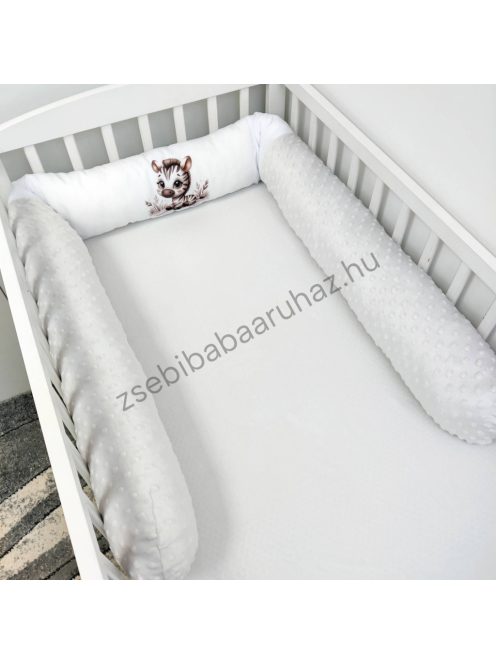 Deluxe Baby babaágynemű garnitúra hengerpárnás rácsvédővel - szürke - bébi szafari zebra