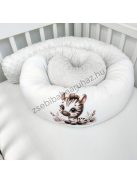 Deluxe Baby babaágynemű garnitúra hengerpárnás rácsvédővel - szürke - bébi szafari zebra