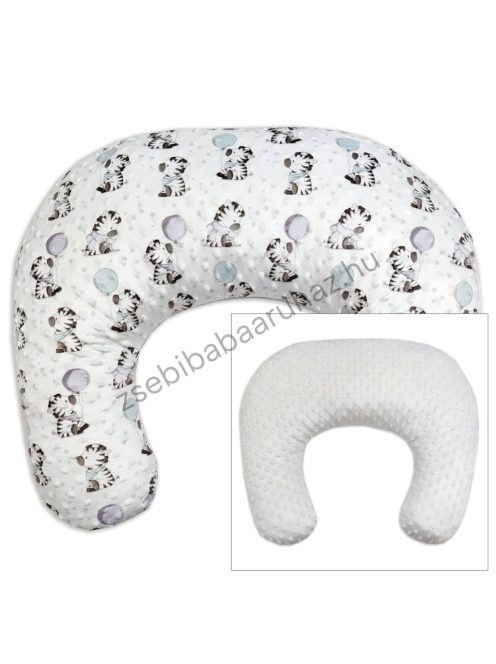 Deluxe Baby Comfort szoptatóspárna - Minky - szürke - zebrák lufikkal