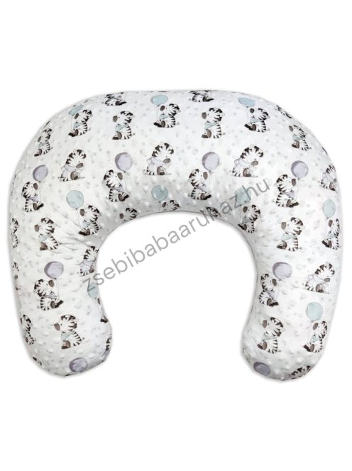 Deluxe Baby Comfort szoptatóspárna - Minky - szürke - zebrák lufikkal