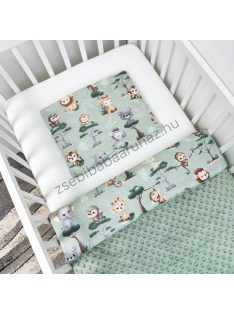   Deluxe Baby 2 részes babaágynemű garnitúra - takaró + párna - sötét zsályazöld - szafari kölykök