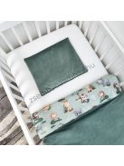 Deluxe Baby 2 részes babaágynemű garnitúra - takaró + párna - zöld bársony - szafari kölykök