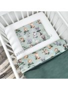 Deluxe Baby 2 részes babaágynemű garnitúra - takaró + párna - zöld bársony - szafari kölykök