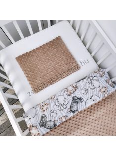   Deluxe Baby 3 részes babaágynemű garnitúra - takaró + párna + fonott rácsvédő - Cappuccino -bébi szafari III.
