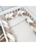 Deluxe Baby 3 részes babaágynemű garnitúra - takaró + párna + fonott rácsvédő - Cappuccino -bébi szafari III.