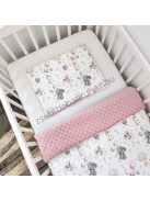 Deluxe Baby Minky babaágynemű garnitúra babafészekkel - 5 részes - mályvarózsa - elefántok léggömbökkel