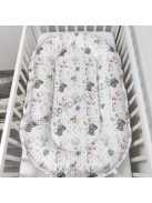 Deluxe Baby Minky babaágynemű garnitúra babafészekkel - 5 részes - mályvarózsa - elefántok léggömbökkel