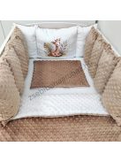 Deluxe Baby Minky babaágynemű garnitúra Extra párnás rácsvédővel - Dreamland Collection - cappuccino szavanna zsiráf