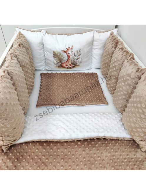 Deluxe Baby Minky babaágynemű garnitúra Extra párnás rácsvédővel - Dreamland Collection - cappuccino szavanna zsiráf