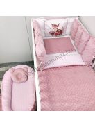 Deluxe Baby Minky babaágynemű garnitúra babafészekkel, Extra párnás rácsvédővel - Dreamland Collection - mályvarózsa őzike virágokkal