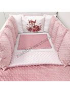 Deluxe Baby Minky babaágynemű garnitúra babafészekkel, Extra párnás rácsvédővel - Dreamland Collection - mályvarózsa őzike virágokkal