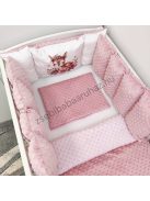 Deluxe Baby Minky babaágynemű garnitúra babafészekkel, Extra párnás rácsvédővel - Dreamland Collection - mályvarózsa őzike virágokkal
