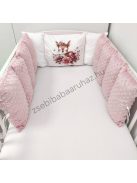 Deluxe Baby Minky babaágynemű garnitúra babafészekkel, Extra párnás rácsvédővel - Dreamland Collection - mályvarózsa őzike virágokkal