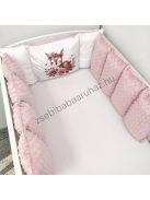 Deluxe Baby Minky babaágynemű garnitúra babafészekkel, Extra párnás rácsvédővel - Dreamland Collection - mályvarózsa őzike virágokkal
