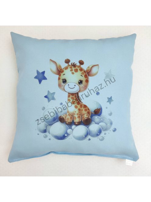 Deluxe Baby mintás párna 35*35 cm - világoskék bébi zsiráf