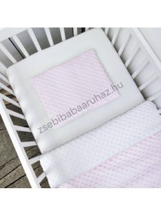   Babaágynemű - 3 részes - Minky - rózsaszín - fehér - mályvarózsa
