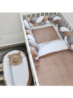   Deluxe Baby Minky babaágynemű garnitúra babafészekkel - 5 részes - cappuccino - fehér - grafit