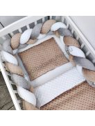 Deluxe Baby Minky babaágynemű garnitúra babafészekkel - 5 részes - cappuccino - fehér - grafit