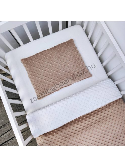 Deluxe Baby Minky babaágynemű garnitúra babafészekkel - 5 részes - cappuccino - fehér - grafit