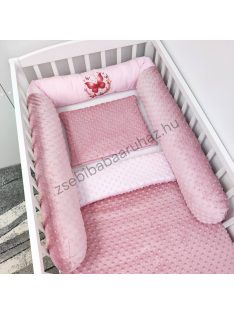   Deluxe Baby babaágynemű garnitúra hengerpárnás rácsvédővel - mályvarózsa - rózsaszín pillangók