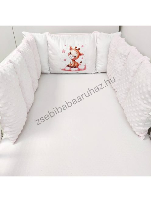 Deluxe Baby Extra párnás rácsvédő - Dreamland Collection - rózsaszín bébi zsiráf