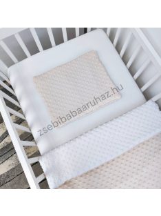   2 részes Minky babaágynemű garnitúra - takaró + párna - mogyoró - fehér