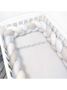 Deluxe Baby 3 részes babaágynemű garnitúra - takaró + párna + fonott rácsvédő - mogyoró - nyuszi és bagoly III.