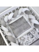 Deluxe Baby 3 részes babaágynemű garnitúra - takaró + párna + fonott rácsvédő - Grafitszürke - bébi szafari I.