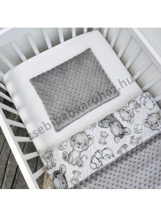   Deluxe Baby 3 részes babaágynemű garnitúra - takaró + párna + fonott rácsvédő - Grafitszürke - bébi szafari I.