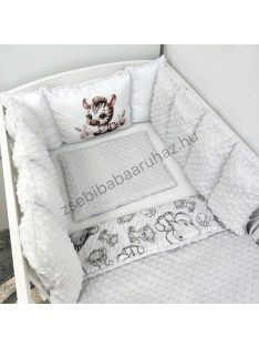   Deluxe Baby babaágynemű garnitúra Extra párnás rácsvédővel - Dreamland Collection - szürke - bébi szafari zebra