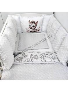   Deluxe Baby babaágynemű garnitúra Extra párnás rácsvédővel - Dreamland Collection - szürke - bébi szafari zebra