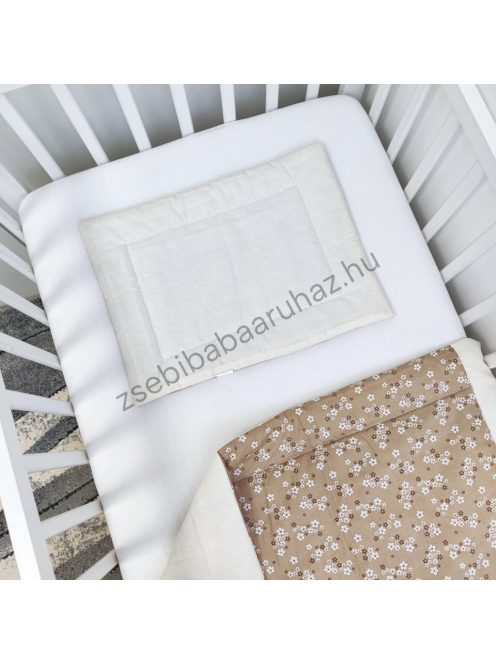 LUXURY 2 részes babaágynemű garnitúra - takaró + párna - Vanília - csoki virágocskák