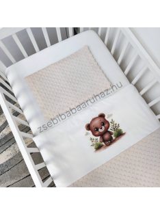   Deluxe Baby 2 részes babaágynemű garnitúra - takaró + párna - mogyoró - maci a tisztáson