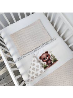   Deluxe Baby 2 részes babaágynemű garnitúra - takaró + párna - mogyoró - maci a tisztáson