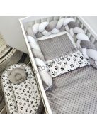 Deluxe Baby babaágynemű garnitúra babafészekkel - 5 részes - grafitszürke - pandák I.