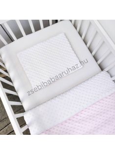   2 részes Minky babaágynemű garnitúra - takaró + párna - világos rózsaszín - fehér