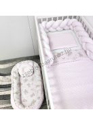 Deluxe Baby babaágynemű garnitúra babafészekkel - 5 részes - világos rózsaszín - felhőn alvó macikák