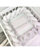 Deluxe Baby babaágynemű garnitúra babafészekkel - 5 részes - világos rózsaszín - felhőn alvó macikák