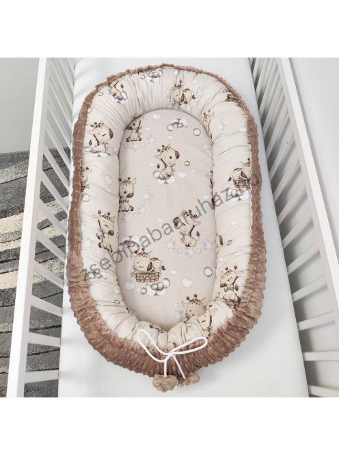 Deluxe Baby többfunkciós babafészek macipárnával - Minky cappuccino - bébi zsiráf