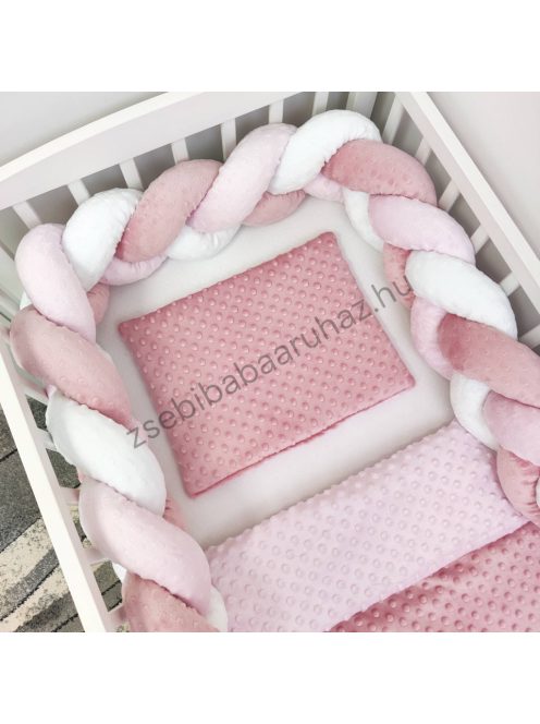 Deluxe Baby Minky babaágynemű garnitúra babafészekkel - 5 részes - mályvarózsa - világos rózsaszín