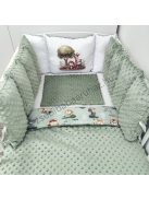 Deluxe Baby babaágynemű garnitúra Extra párnás rácsvédővel - Dreamland Collection - sötét zsályazöld - szafari kölykök