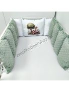 Deluxe Baby babaágynemű garnitúra Extra párnás rácsvédővel - Dreamland Collection - sötét zsályazöld - szafari kölykök