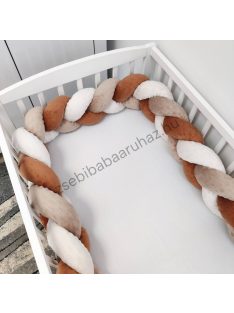   Fonott rácsvédő 60*120-as kiságyban körbeérő - Minky tricolor (terrakotta-cappuccino-mogyoró)