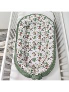 Deluxe Baby többfunkciós babafészek macipárnával - Minky sötét zsályazöld - bébi dínók