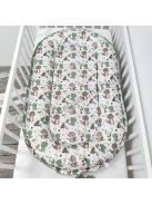Deluxe Baby többfunkciós babafészek macipárnával - Minky sötét zsályazöld - bébi dínók