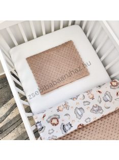  Deluxe Baby 3 részes babaágynemű garnitúra - takaró + párna + fonott rácsvédő - Cappuccino - vidám szafari III.
